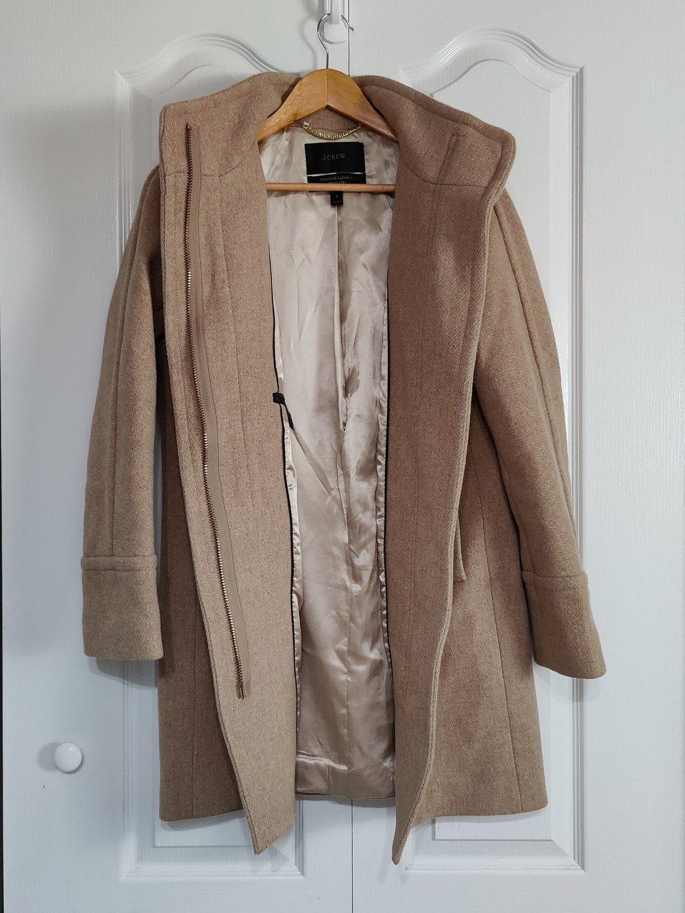 J.Crew Cocoon Coat Womens 4 Italian Stadium Cloth Wool Nello Gori Sandstone